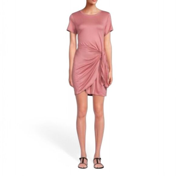 Socialite Mauve Draped Knot Tie Side Dress‎ Large NWT Stretch - Picture 1 of 8